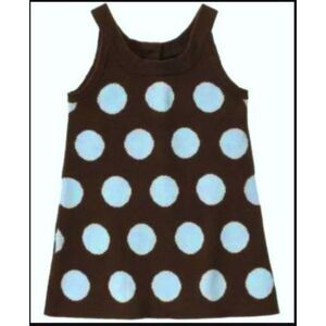 NWT Gymboree girls brow light blue polka dot sweater jumper tank dress 2 2T